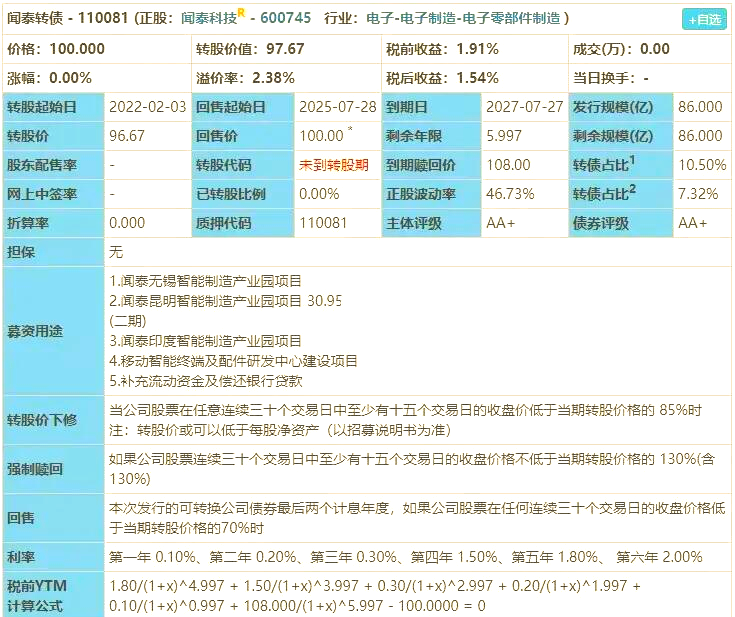 7月8日立讯转债上涨0.68%，转股溢价率88.44%